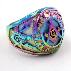 GOLD ENAMEL MASONIC RING 0004